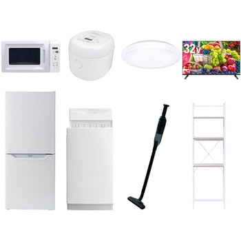 【家電セット】8点セット (6kg洗濯機 106L冷蔵庫 電子レンジ 炊飯器 シーリングライト 32型液晶テレビ 軽量クリーナー 家電収納ラック) YAMAZEN(山善)