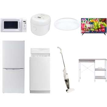 【家電セット】8点セット (6kg洗濯機 106L冷蔵庫 電子レンジ 炊飯器 シーリングライト 32型液晶テレビ スティッククリーナー レンジラック) - YAMAZEN(山善)