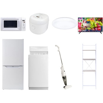 【家電セット】8点セット (6kg洗濯機 106L冷蔵庫 電子レンジ 炊飯器 シーリングライト 32型液晶テレビ スティッククリーナー 家電収納ラック) YAMAZEN(山善)