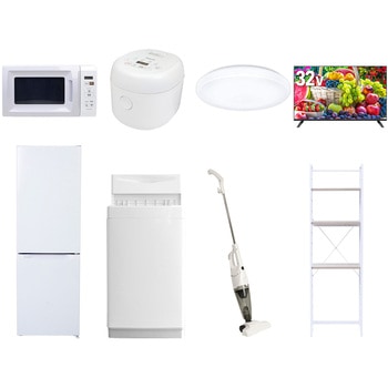【家電セット】8点セット (6kg洗濯機 157L冷蔵庫 電子レンジ 炊飯器 シーリングライト 32型液晶テレビ スティッククリーナー 家電収納ラック) YAMAZEN(山善)