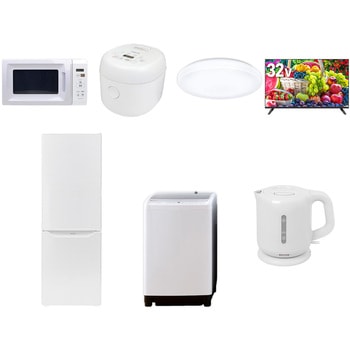 【家電セット】7点セット (8kg洗濯機 173L冷蔵庫 電子レンジ 炊飯器 シーリングライト 32型液晶テレビ 電気ケトル) - YAMAZEN(山善)
