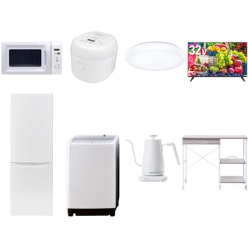【家電セット】8点セット (8kg洗濯機 173L冷蔵庫 電子レンジ 炊飯器 シーリングライト 32型液晶テレビ 温調ケトル レンジラック) YAMAZEN(山善)