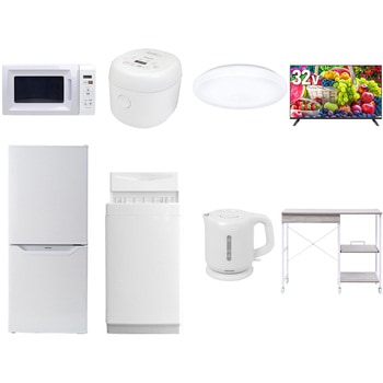 【家電セット】8点セット (6kg洗濯機 106L冷蔵庫 電子レンジ 炊飯器 シーリングライト 32型液晶テレビ 電気ケトル レンジラック) YAMAZEN(山善)