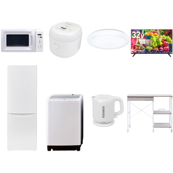 【家電セット】8点セット (8kg洗濯機 173L冷蔵庫 電子レンジ 炊飯器 シーリングライト 32型液晶テレビ 電気ケトル レンジラック) YAMAZEN(山善)
