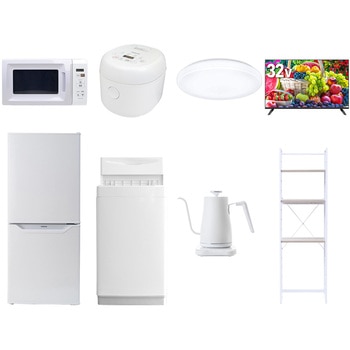 【家電セット】8点セット (6kg洗濯機 106L冷蔵庫 電子レンジ 炊飯器 シーリングライト 32型液晶テレビ 温調ケトル 家電収納ラック) YAMAZEN(山善)