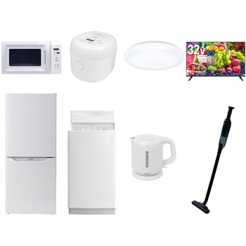 【家電セット】8点セット (6kg洗濯機 106L冷蔵庫 電子レンジ 炊飯器 シーリングライト 32型液晶テレビ 電気ケトル 軽量クリーナー) YAMAZEN(山善)