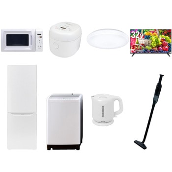 【家電セット】8点セット (8kg洗濯機 173L冷蔵庫 電子レンジ 炊飯器 シーリングライト 32型液晶テレビ 電気ケトル 軽量クリーナー) - YAMAZEN(山善)