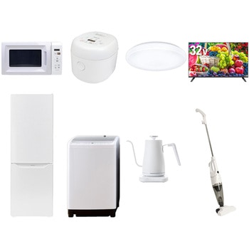 【家電セット】8点セット (8kg洗濯機 173L冷蔵庫 電子レンジ 炊飯器 シーリングライト 32型液晶テレビ 温調ケトル スティッククリーナー) - YAMAZEN(山善)