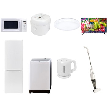 【家電セット】8点セット (8kg洗濯機 173L冷蔵庫 電子レンジ 炊飯器 シーリングライト 32型液晶テレビ 電気ケトル スティッククリーナー) YAMAZEN(山善)