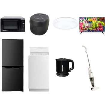 【家電セット】8点セット (86L冷蔵庫 5.0kg洗濯機 電子レンジ 3合炊き炊飯器 オーブントースター 電気ケトル 掃除機 32型液晶テレビ) YAMAZEN(山善)
