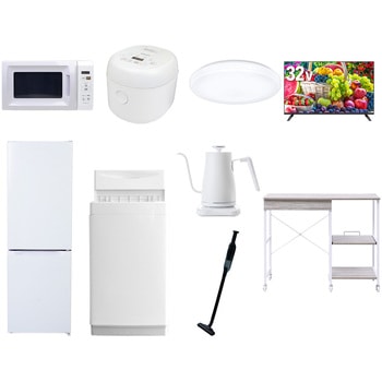 【家電セット】9点セット (6kg洗濯機 157L冷蔵庫 電子レンジ 炊飯器 シーリングライト 32型液晶テレビ 温調ケトル 軽量クリーナー レンジラック) YAMAZEN(山善)