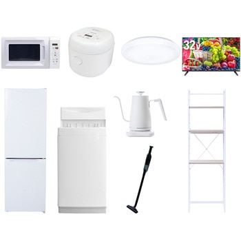 【家電セット】9点セット (6kg洗濯機 157L冷蔵庫 電子レンジ 炊飯器 シーリングライト 32型液晶テレビ 温調ケトル 軽量クリーナー 家電収納ラック) - YAMAZEN(山善)