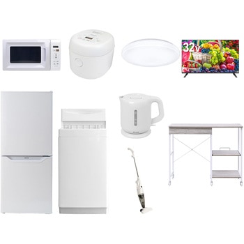 【家電セット】9点セット (6kg洗濯機 106L冷蔵庫 電子レンジ 炊飯器 シーリングライト 32型液晶テレビ 電気ケトル スティッククリーナー レンジラック) YAMAZEN(山善)