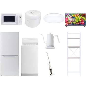 【家電セット】9点セット (6kg洗濯機 106L冷蔵庫 電子レンジ 炊飯器 シーリングライト 32型液晶テレビ 温調ケトル スティッククリーナー 家電収納ラック) YAMAZEN(山善)