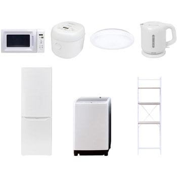 【家電セット】7点セット (8kg洗濯機 173L冷蔵庫 電子レンジ 炊飯器 シーリングライト 電気ケトル 家電収納ラック) - YAMAZEN(山善)