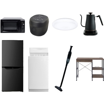 【家電セット】8点セット (6kg洗濯機 106L冷蔵庫 電子レンジ 炊飯器 シーリングライト 温調ケトル 軽量クリーナー レンジラック) YAMAZEN(山善)