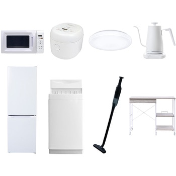 【家電セット】8点セット (6kg洗濯機 157L冷蔵庫 電子レンジ 炊飯器 シーリングライト 温調ケトル 軽量クリーナー レンジラック) YAMAZEN(山善)