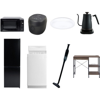 【家電セット】8点セット (6kg洗濯機 157L冷蔵庫 電子レンジ 炊飯器 シーリングライト 温調ケトル 軽量クリーナー レンジラック) YAMAZEN(山善)