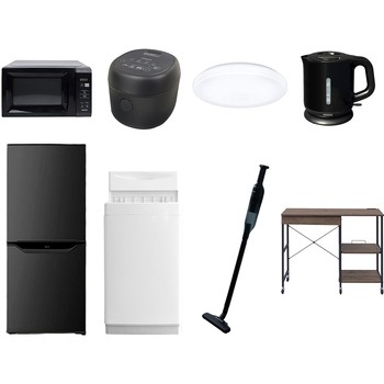 【家電セット】8点セット (6kg洗濯機 106L冷蔵庫 電子レンジ 炊飯器 シーリングライト 電気ケトル 軽量クリーナー レンジラック) YAMAZEN(山善)
