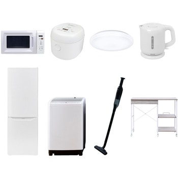 【家電セット】8点セット (8kg洗濯機 173L冷蔵庫 電子レンジ 炊飯器 シーリングライト 電気ケトル 軽量クリーナー レンジラック) - YAMAZEN(山善)