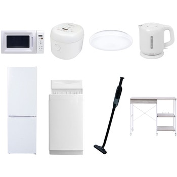 【家電セット】8点セット (6kg洗濯機 157L冷蔵庫 電子レンジ 炊飯器 シーリングライト 電気ケトル 軽量クリーナー レンジラック) YAMAZEN(山善)