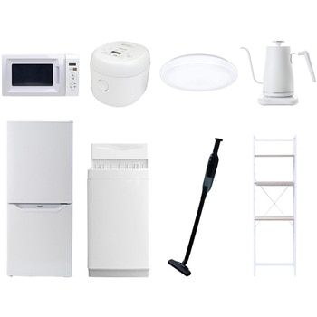 【家電セット】8点セット (6kg洗濯機 106L冷蔵庫 電子レンジ 炊飯器 シーリングライト 温調ケトル 軽量クリーナー 家電収納ラック) YAMAZEN(山善)