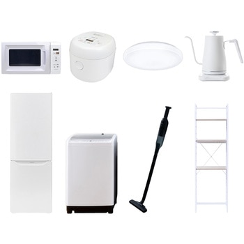 【家電セット】8点セット (8kg洗濯機 173L冷蔵庫 電子レンジ 炊飯器 シーリングライト 温調ケトル 軽量クリーナー 家電収納ラック) YAMAZEN(山善)