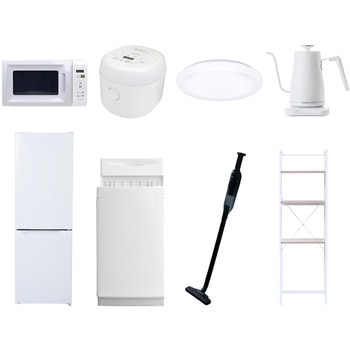 【家電セット】8点セット (6kg洗濯機 157L冷蔵庫 電子レンジ 炊飯器 シーリングライト 温調ケトル 軽量クリーナー 家電収納ラック) YAMAZEN(山善)