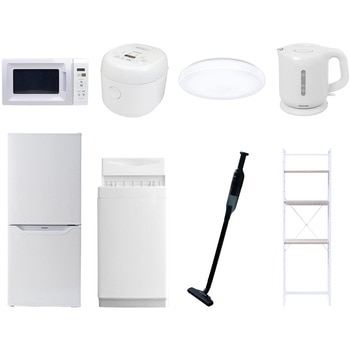 【家電セット】8点セット (6kg洗濯機 106L冷蔵庫 電子レンジ 炊飯器 シーリングライト 電気ケトル 軽量クリーナー 家電収納ラック) YAMAZEN(山善)