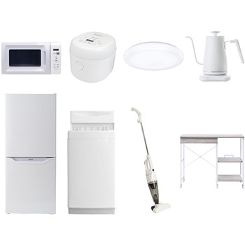 【家電セット】8点セット (6kg洗濯機 106L冷蔵庫 電子レンジ 炊飯器 シーリングライト 温調ケトル スティッククリーナー レンジラック) YAMAZEN(山善)
