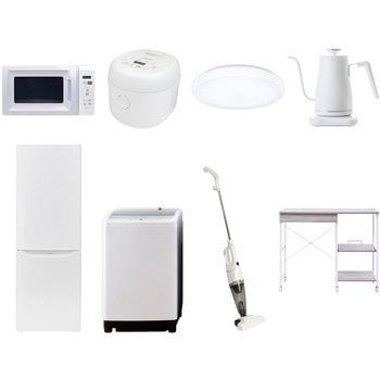【家電セット】8点セット (8kg洗濯機 173L冷蔵庫 電子レンジ 炊飯器 シーリングライト 温調ケトル スティッククリーナー レンジラック) YAMAZEN(山善)