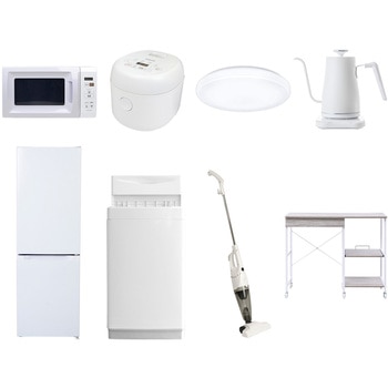 【家電セット】8点セット (6kg洗濯機 157L冷蔵庫 電子レンジ 炊飯器 シーリングライト 温調ケトル スティッククリーナー レンジラック) YAMAZEN(山善)