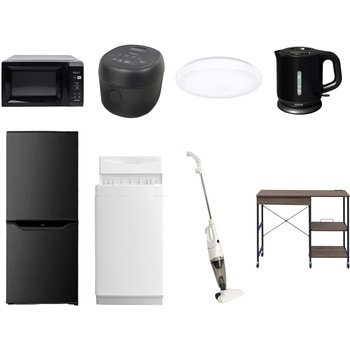 【家電セット】8点セット (6kg洗濯機 106L冷蔵庫 電子レンジ 炊飯器 シーリングライト 電気ケトル スティッククリーナー レンジラック) YAMAZEN(山善)
