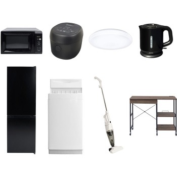 【家電セット】8点セット (6kg洗濯機 157L冷蔵庫 電子レンジ 炊飯器 シーリングライト 電気ケトル スティッククリーナー レンジラック) YAMAZEN(山善)