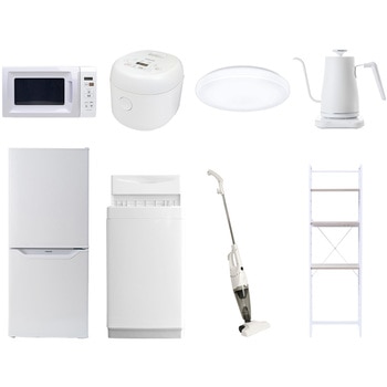 【家電セット】8点セット (6kg洗濯機 106L冷蔵庫 電子レンジ 炊飯器 シーリングライト 温調ケトル スティッククリーナー 家電収納ラック) - YAMAZEN(山善)