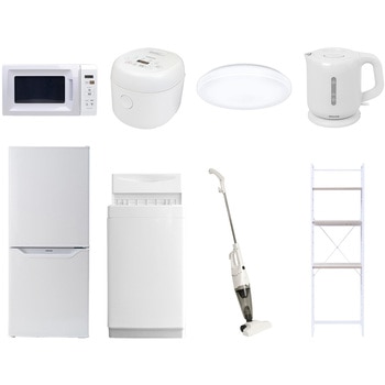 【家電セット】8点セット (6kg洗濯機 106L冷蔵庫 電子レンジ 炊飯器 シーリングライト 電気ケトル スティッククリーナー 家電収納ラック) YAMAZEN(山善)
