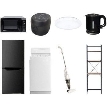 【家電セット】8点セット (6kg洗濯機 106L冷蔵庫 電子レンジ 炊飯器 シーリングライト 電気ケトル スティッククリーナー 家電収納ラック) YAMAZEN(山善)
