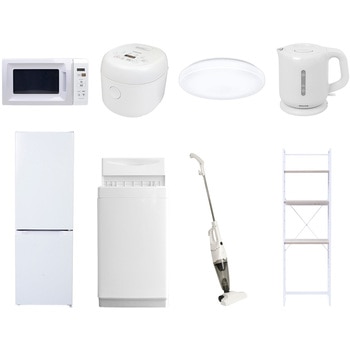 【家電セット】8点セット (6kg洗濯機 157L冷蔵庫 電子レンジ 炊飯器 シーリングライト 電気ケトル スティッククリーナー 家電収納ラック) YAMAZEN(山善)