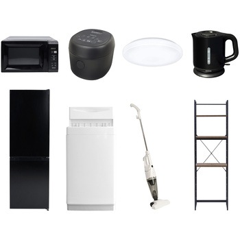 【家電セット】8点セット (6kg洗濯機 157L冷蔵庫 電子レンジ 炊飯器 シーリングライト 電気ケトル スティッククリーナー 家電収納ラック) YAMAZEN(山善)