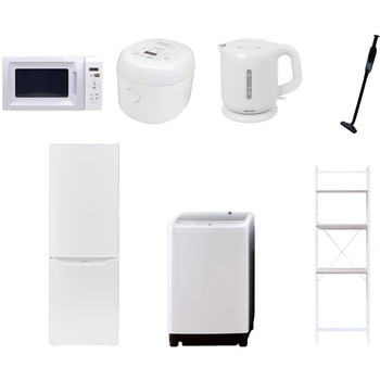 【家電セット】7点セット (8kg洗濯機 173L冷蔵庫 電子レンジ 炊飯器 電気ケトル 軽量クリーナー 家電収納ラック) YAMAZEN(山善)