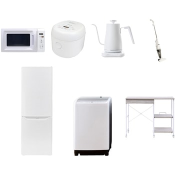 【家電セット】7点セット (8kg洗濯機 173L冷蔵庫 電子レンジ 炊飯器 温調ケトル スティッククリーナー レンジラック) YAMAZEN(山善)