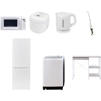 【家電セット】7点セット (8kg洗濯機 173L冷蔵庫 電子レンジ 炊飯器 電気ケトル スティッククリーナー レンジラック) YAMAZEN(山善)