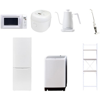 【家電セット】7点セット (8kg洗濯機 173L冷蔵庫 電子レンジ 炊飯器 温調ケトル スティッククリーナー 家電収納ラック) YAMAZEN(山善)