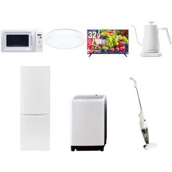【家電セット】7点セット (8kg洗濯機 173L冷蔵庫 電子レンジ シーリングライト 32型液晶テレビ 温調ケトル スティッククリーナー) YAMAZEN(山善)