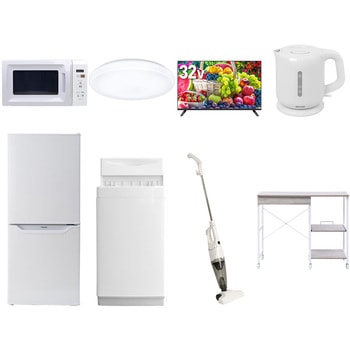 【家電セット】8点セット (6kg洗濯機 106L冷蔵庫 電子レンジ シーリングライト 32型液晶テレビ 電気ケトル スティッククリーナー レンジラック) YAMAZEN(山善)