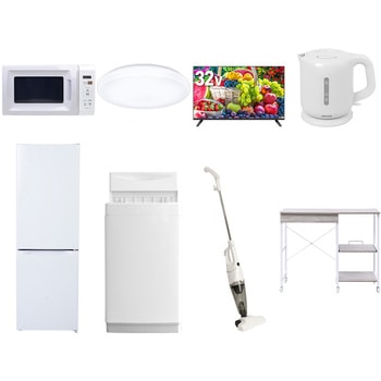 【家電セット】8点セット (6kg洗濯機 157L冷蔵庫 電子レンジ シーリングライト 32型液晶テレビ 電気ケトル スティッククリーナー レンジラック) YAMAZEN(山善)