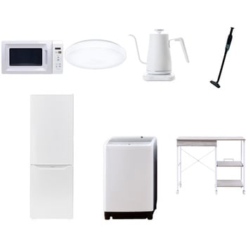 【家電セット】7点セット (8kg洗濯機 173L冷蔵庫 電子レンジ シーリングライト 温調ケトル 軽量クリーナー レンジラック) - YAMAZEN(山善)