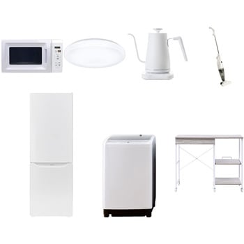 【家電セット】7点セット (8kg洗濯機 173L冷蔵庫 電子レンジ シーリングライト 温調ケトル スティッククリーナー レンジラック) - YAMAZEN(山善)