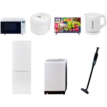 【家電セット】7点セット (8kg洗濯機 173L冷蔵庫 オーブンレンジ 炊飯器 32型液晶テレビ 電気ケトル 軽量クリーナー) YAMAZEN(山善)