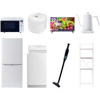 【家電セット】8点セット (6kg洗濯機 106L冷蔵庫 オーブンレンジ 炊飯器 32型液晶テレビ 温調ケトル 軽量クリーナー 家電収納ラック) - YAMAZEN(山善)
